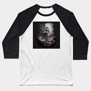 Kraken attacking ship Baseball T-Shirt